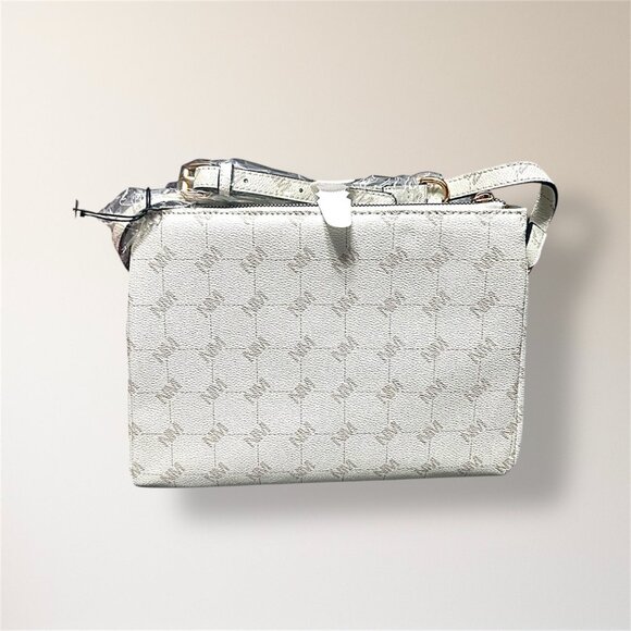New Nicole Miller New York Bone Monogram Crossbody Bag Coin Purse Minimal Luxe - Picture 4 of 11